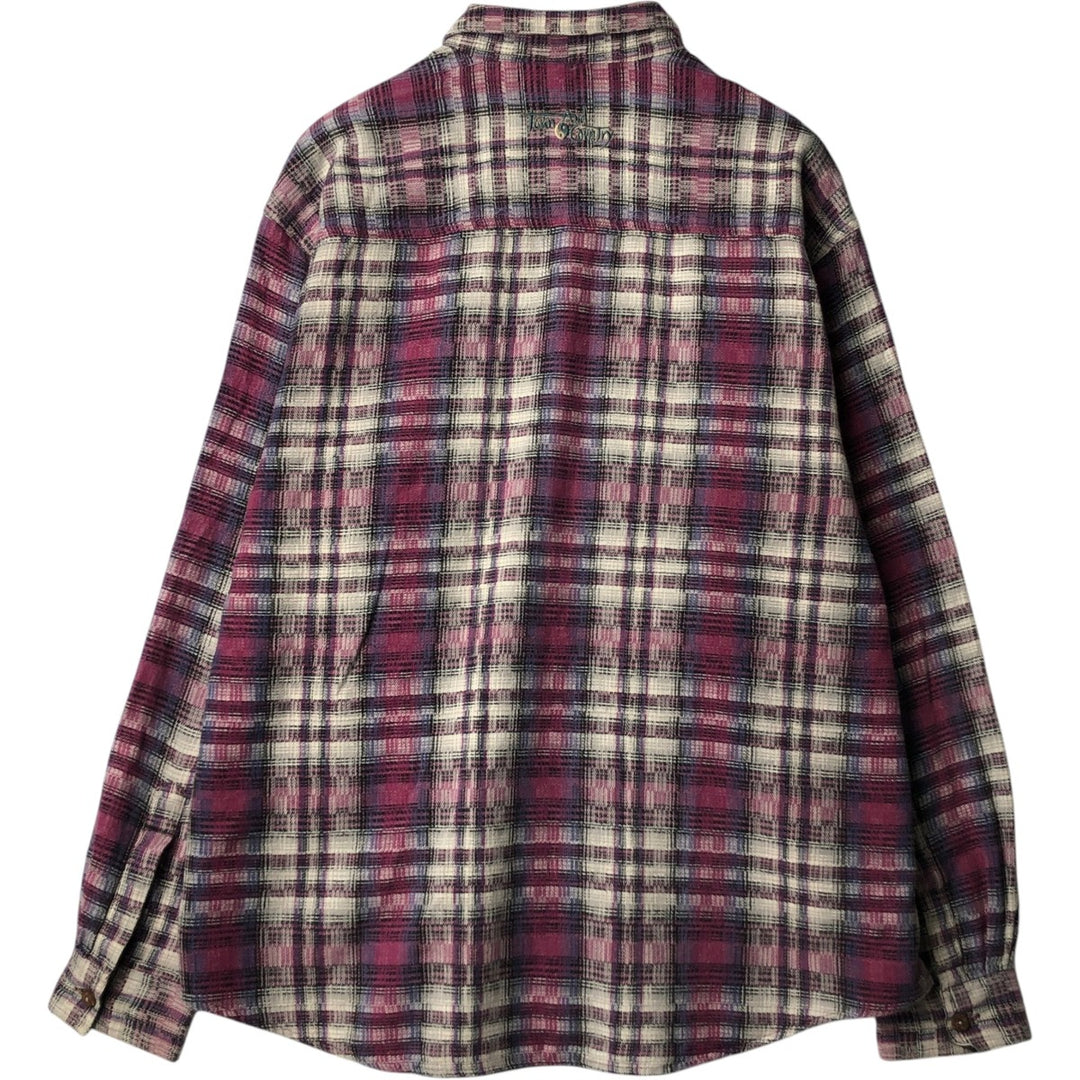 Town & Country Long-Sleeve Flannel Check Shirt, Men's Size XL (approx.) cotton Purple type red-purple Vintage Second Hand