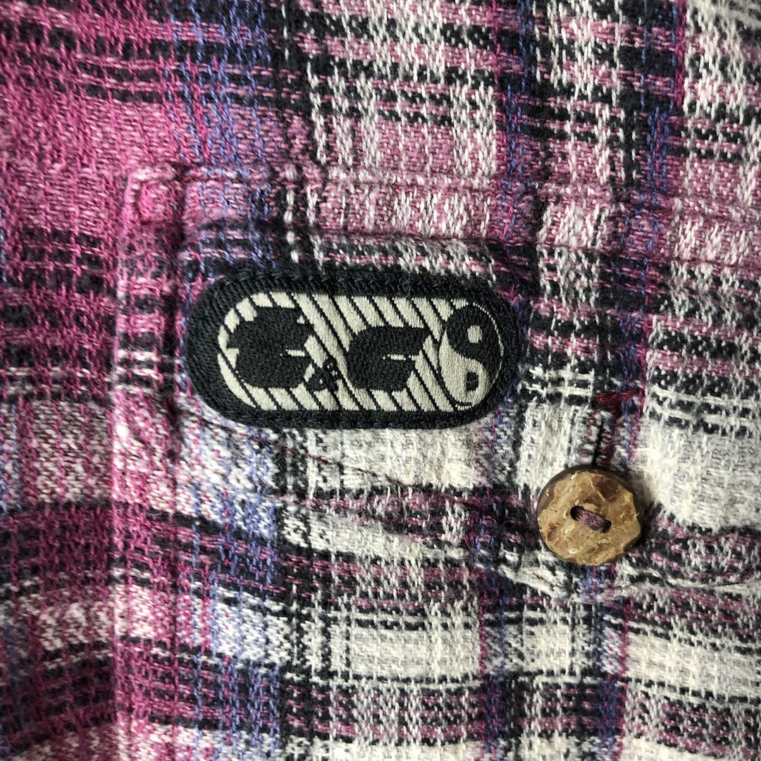 Town & Country Long-Sleeve Flannel Check Shirt, Men's Size XL (approx.) cotton Purple type red-purple Vintage Second Hand