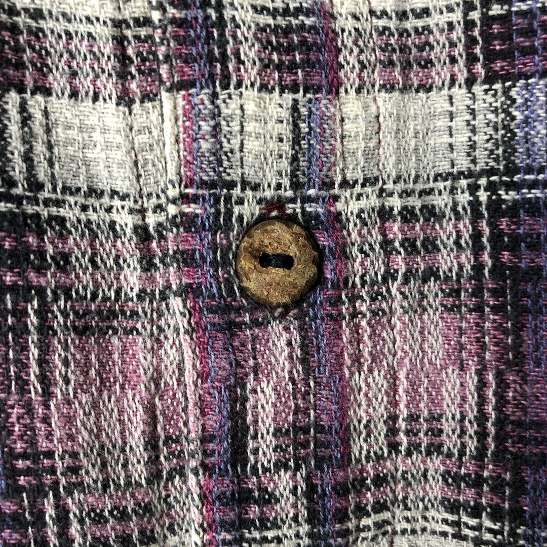 Town & Country Long-Sleeve Flannel Check Shirt, Men's Size XL (approx.) cotton Purple type red-purple Vintage Second Hand