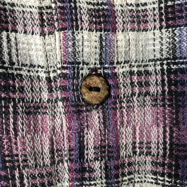 Town & Country Long-Sleeve Flannel Check Shirt, Men's Size XL (approx.) cotton Purple type red-purple Vintage Second Hand