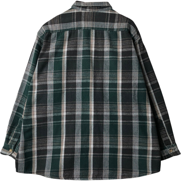 M.FINE&SONS Long-Sleeve Flannel Check Shirt, Men's XXL Equivalent cotton green type Vintage Second Hand