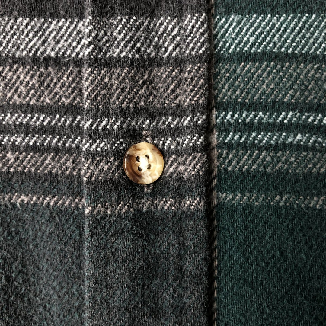 M.FINE&SONS Long-Sleeve Flannel Check Shirt, Men's XXL Equivalent cotton green type Vintage Second Hand