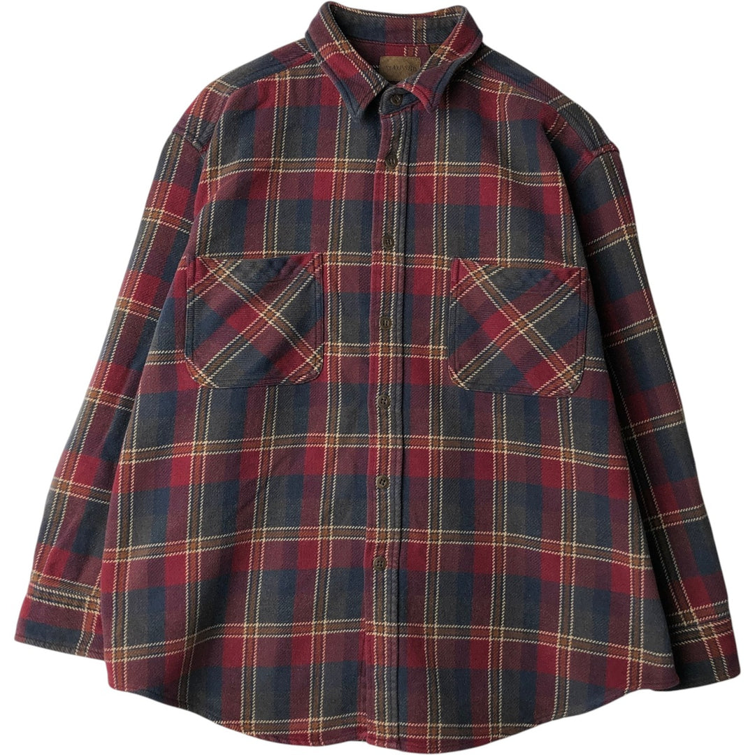 90s-00'S Vintage St. John's Bay Long Sleeve Flannel Check Shirt, Men's Size XL cotton red type Vintage Second Hand
