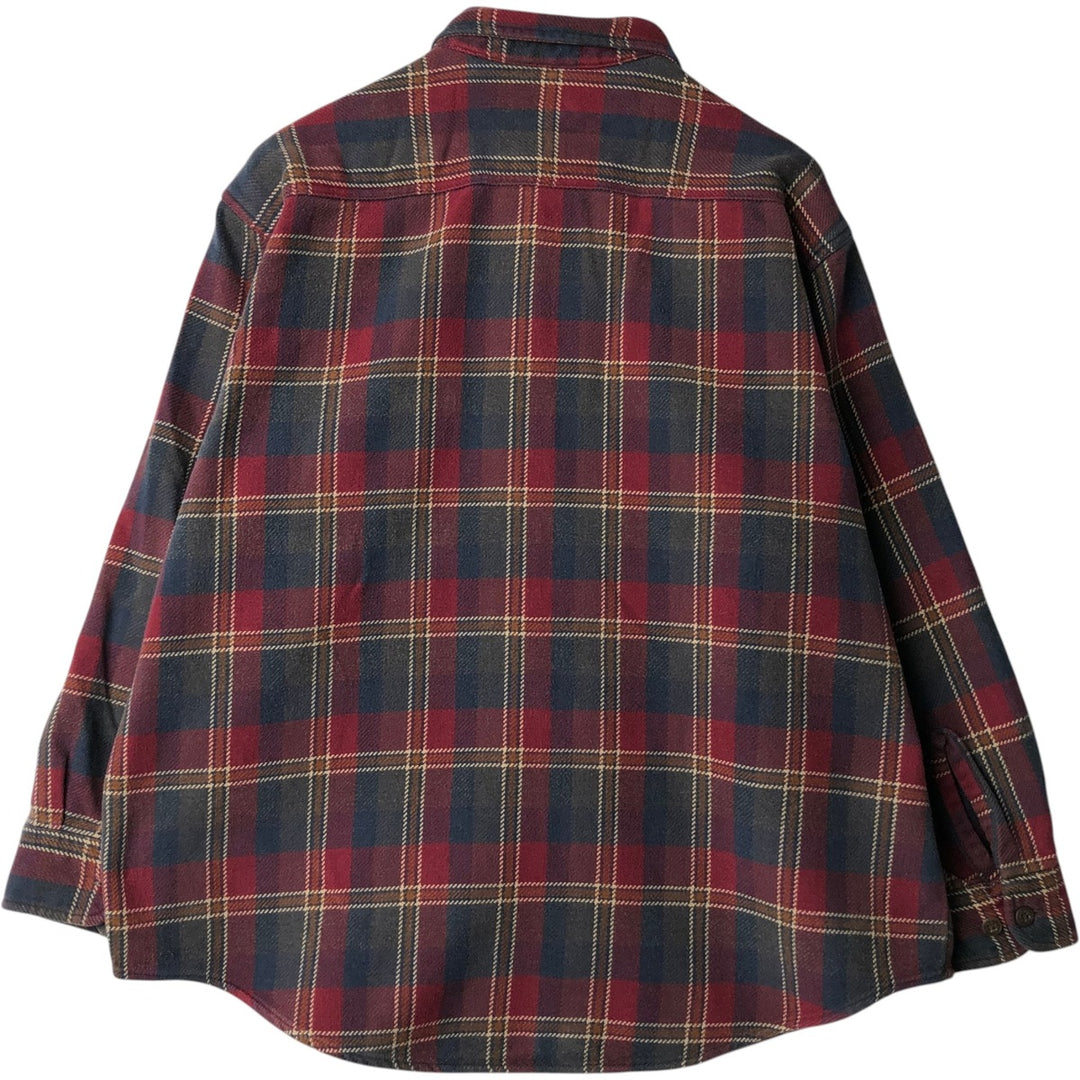 90s-00'S Vintage St. John's Bay Long Sleeve Flannel Check Shirt, Men's Size XL cotton red type Vintage Second Hand