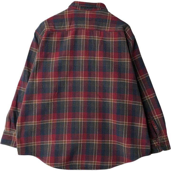90s-00'S Vintage St. John's Bay Long Sleeve Flannel Check Shirt, Men's Size XL cotton red type Vintage Second Hand
