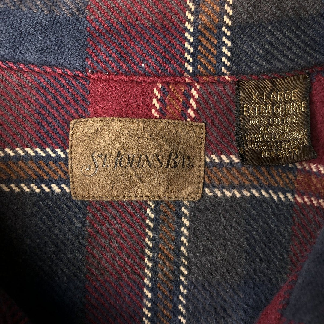 90s-00'S Vintage St. John's Bay Long Sleeve Flannel Check Shirt, Men's Size XL cotton red type Vintage Second Hand