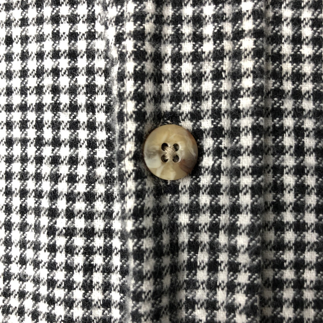 LLBean Long-Sleeve Button-Down Flannel Check Shirt, Made in USA, Men's Size XL (approx.) cotton white type Vintage Second Hand