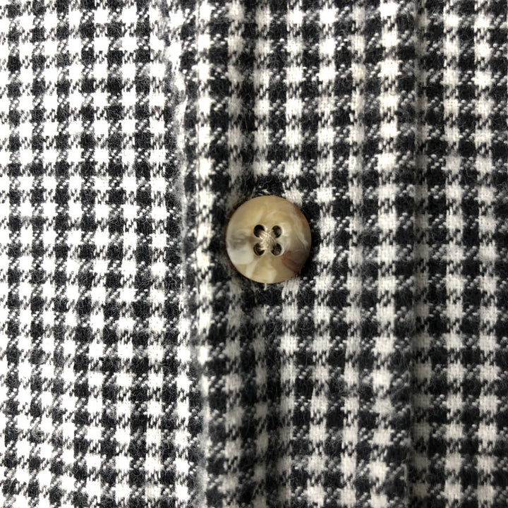 LLBean Long-Sleeve Button-Down Flannel Check Shirt, Made in USA, Men's Size XL (approx.) cotton white type Vintage Second Hand