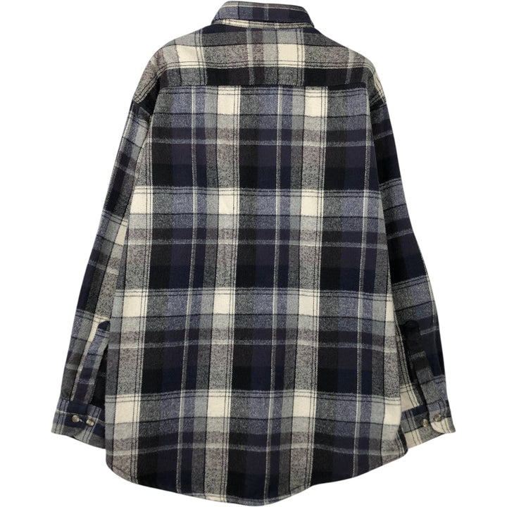 Ozark Wilderness Outfiters Long-Sleeve Flannel Check Shirt, Men's Size L (approx.) unclear gray type Vintage Second Hand
