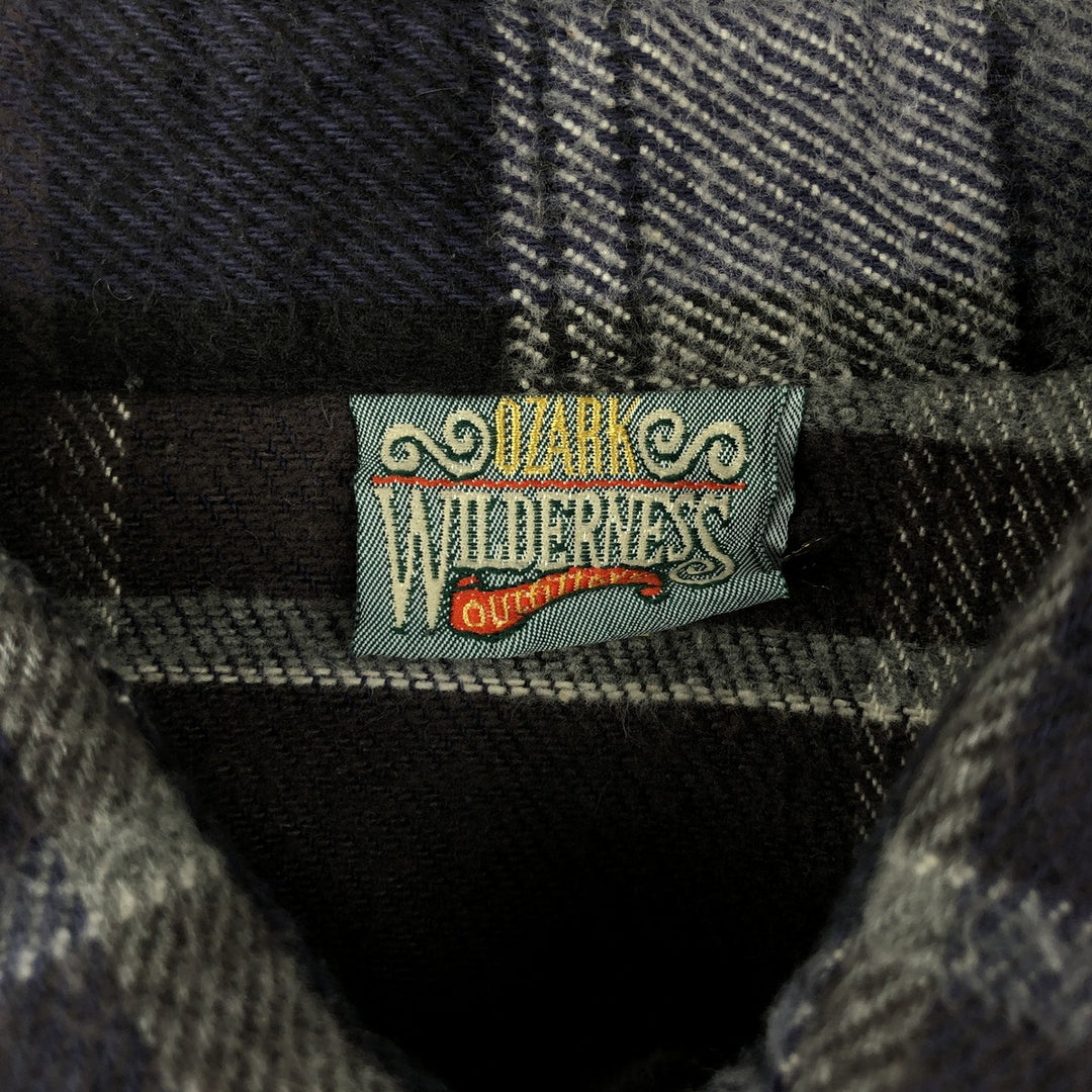 Ozark Wilderness Outfiters Long-Sleeve Flannel Check Shirt, Men's Size L (approx.) unclear gray type Vintage Second Hand