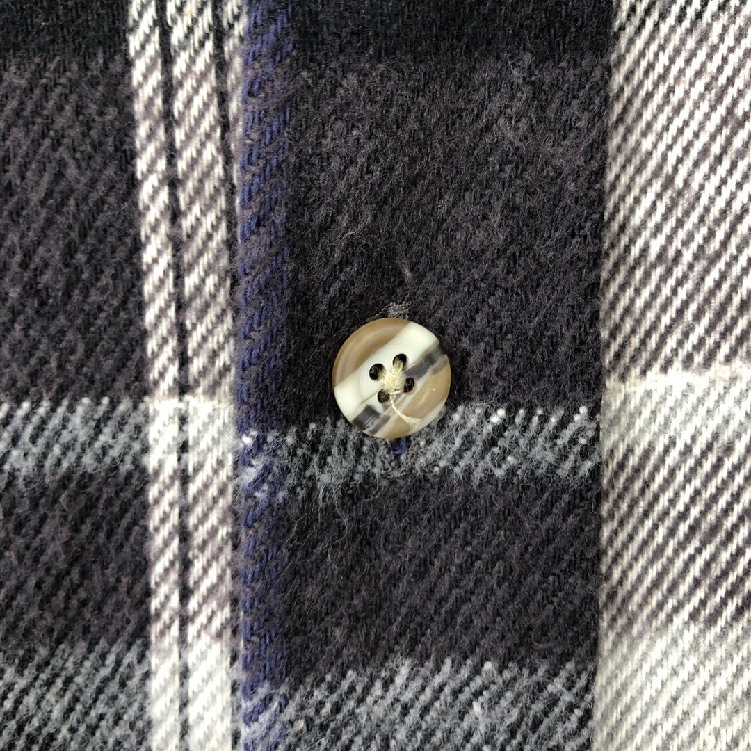 Ozark Wilderness Outfiters Long-Sleeve Flannel Check Shirt, Men's Size L (approx.) unclear gray type Vintage Second Hand