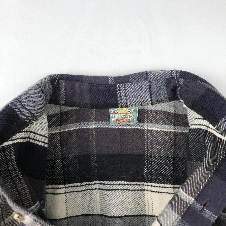 Ozark Wilderness Outfiters Long-Sleeve Flannel Check Shirt, Men's Size L (approx.) unclear gray type Vintage Second Hand