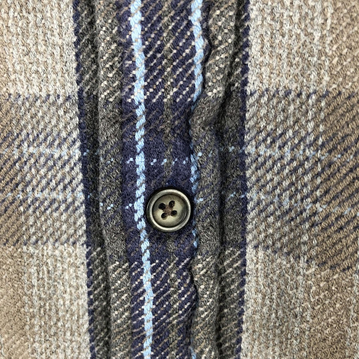 Vintage 90s-00'S St. John's Bay Browny long-sleeved heavy flannel check shirt, size L, men's cotton beige type brown Vintage Second Hand