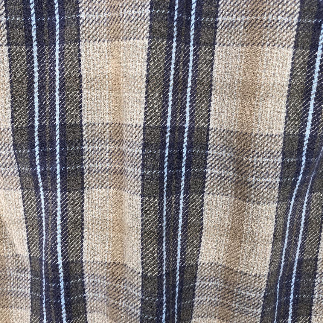 Vintage 90s-00'S St. John's Bay Browny long-sleeved heavy flannel check shirt, size L, men's cotton beige type brown Vintage Second Hand
