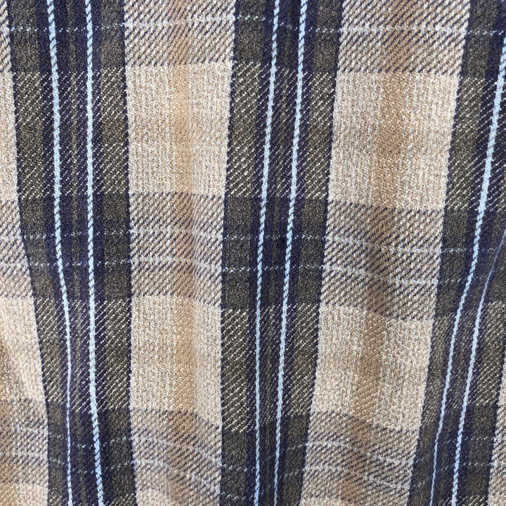 Vintage 90s-00'S St. John's Bay Browny long-sleeved heavy flannel check shirt, size L, men's cotton beige type brown Vintage Second Hand