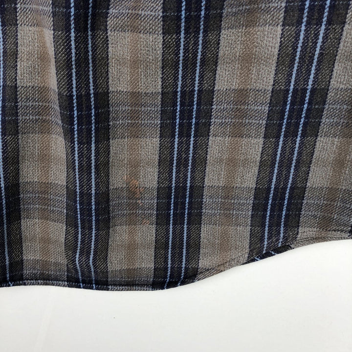 Vintage 90s-00'S St. John's Bay Browny long-sleeved heavy flannel check shirt, size L, men's cotton beige type brown Vintage Second Hand