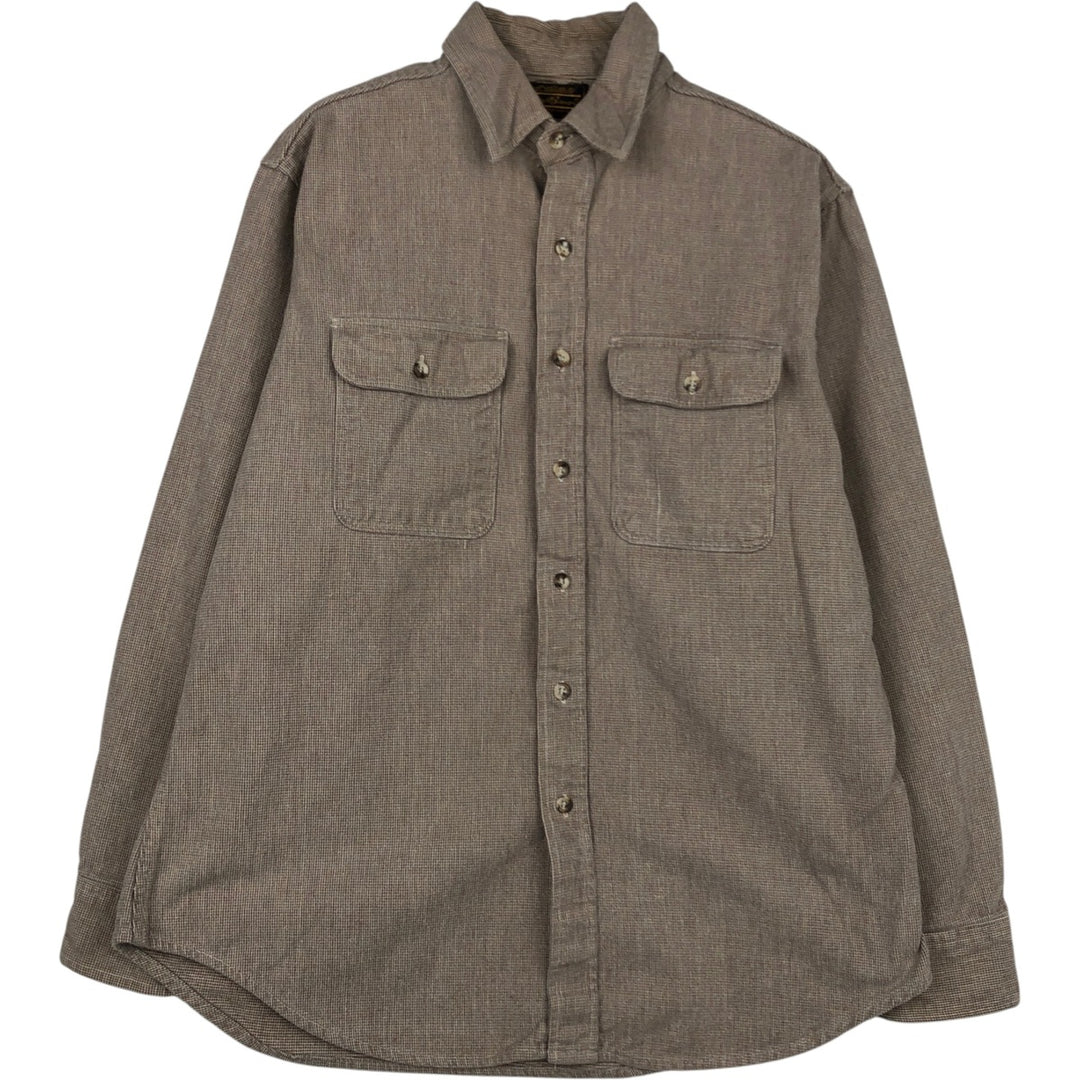 1970'S Eddie Bauer Black Tag Long-Sleeve Flannel Check Shirt, Men's Size L (approx.) unclear brown type Vintage Second Hand