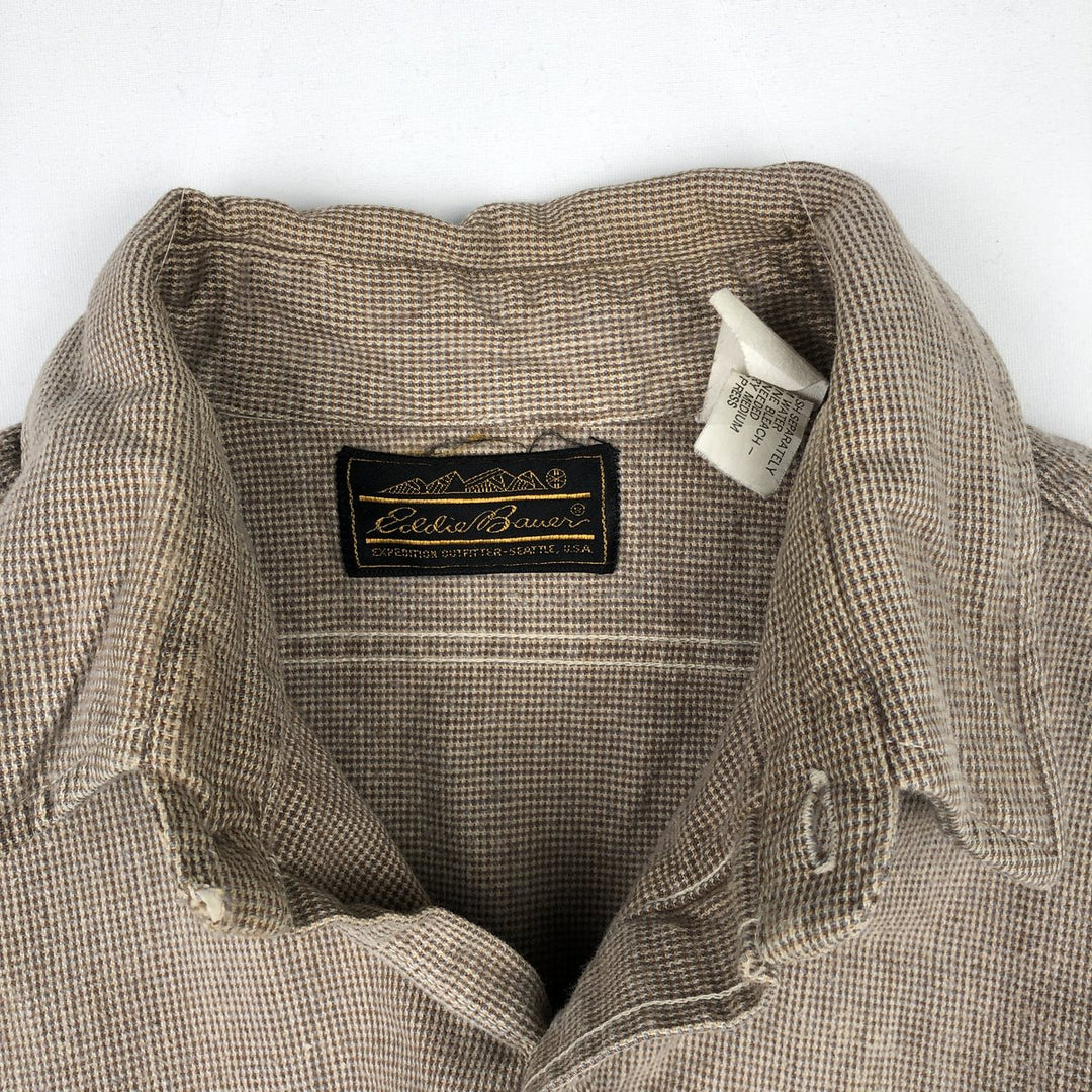 1970'S Eddie Bauer Black Tag Long-Sleeve Flannel Check Shirt, Men's Size L (approx.) unclear brown type Vintage Second Hand