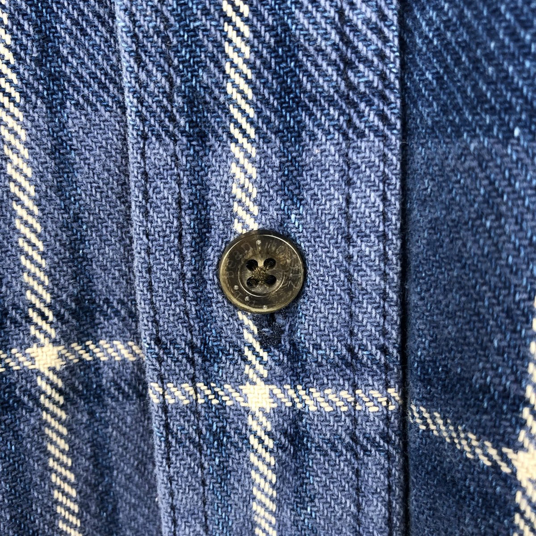 Vintage 1990'S LLBean long-sleeved button-down light flannel check shirt, men's size L (approx.). unclear blue type Vintage Second Hand