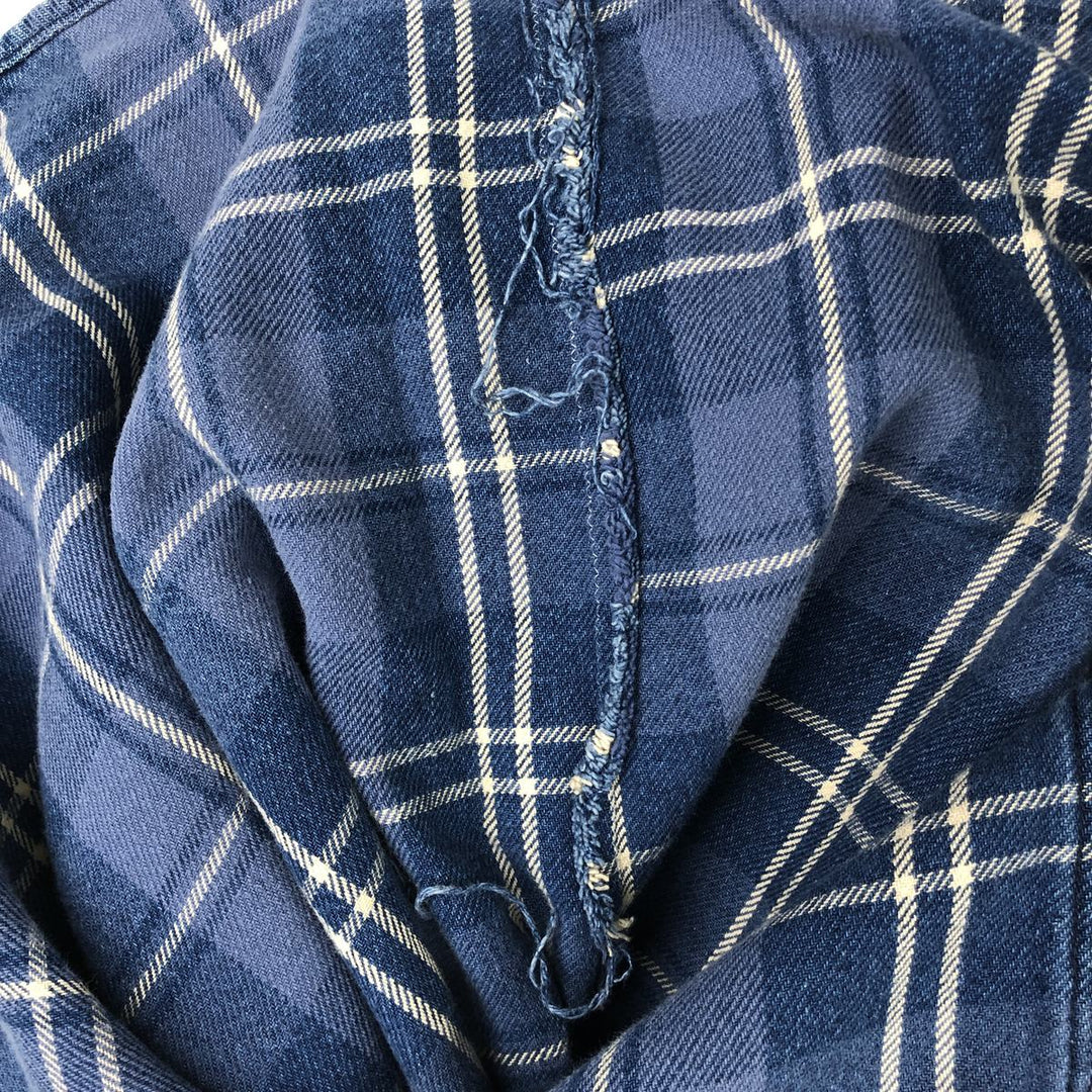 Vintage 1990'S LLBean long-sleeved button-down light flannel check shirt, men's size L (approx.). unclear blue type Vintage Second Hand