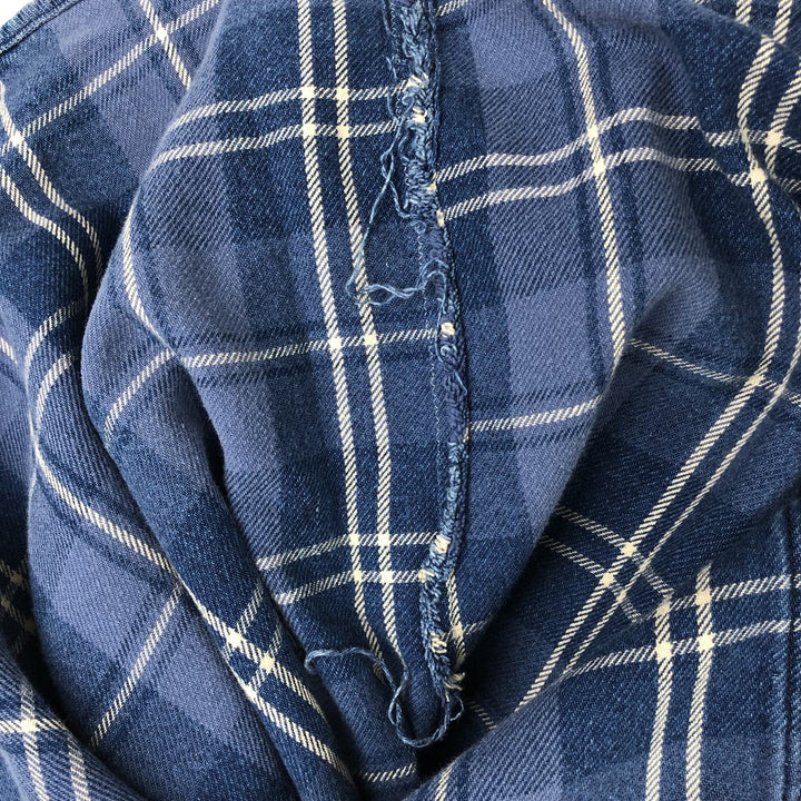 Vintage 1990'S LLBean long-sleeved button-down light flannel check shirt, men's size L (approx.). unclear blue type Vintage Second Hand
