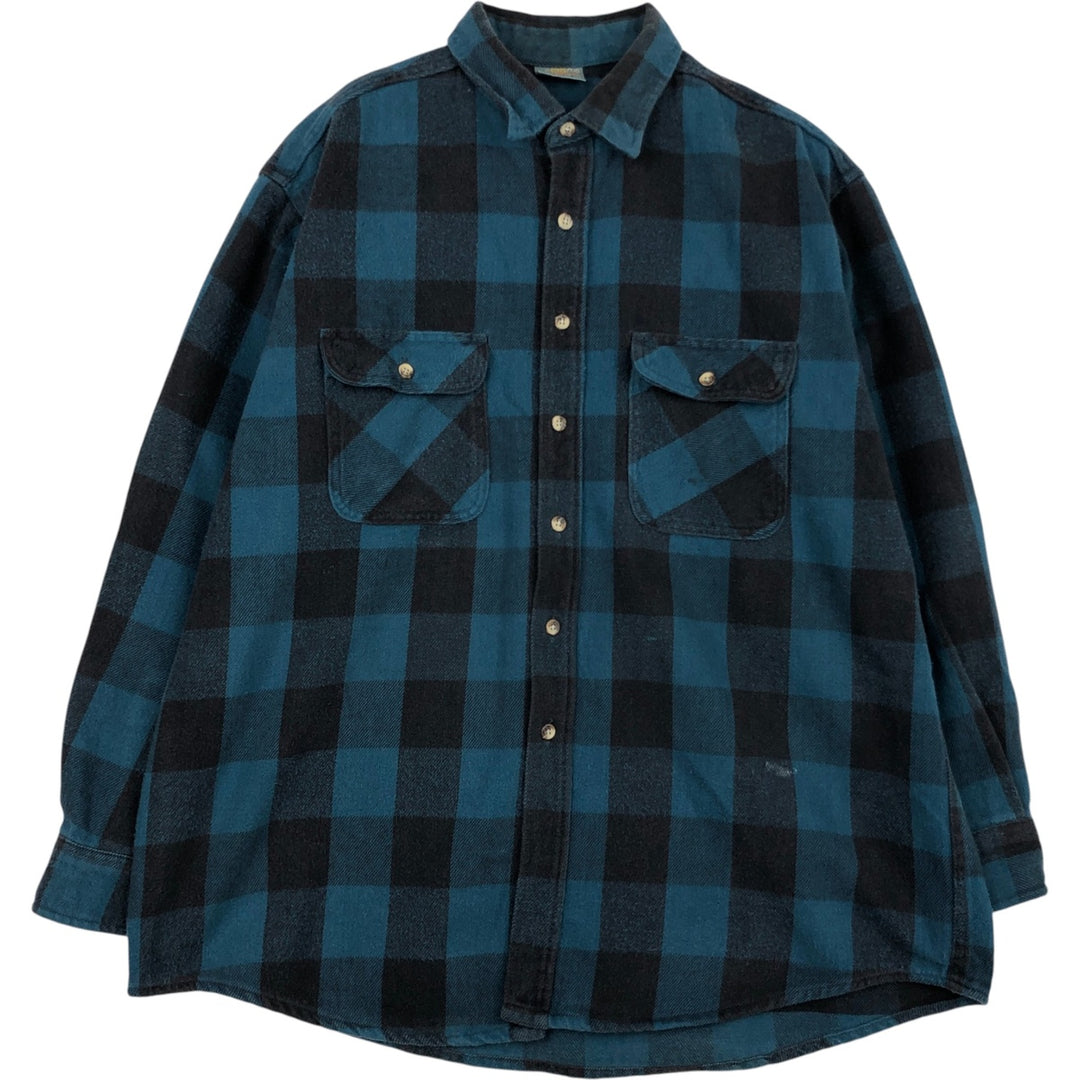 OZARK WILDERNESS OUTFITTERS Buffalo Check Long-Sleeve Heavy Flannel Check Shirt, Men's Size XL (approx.) unclear blue type Vintage Second Hand