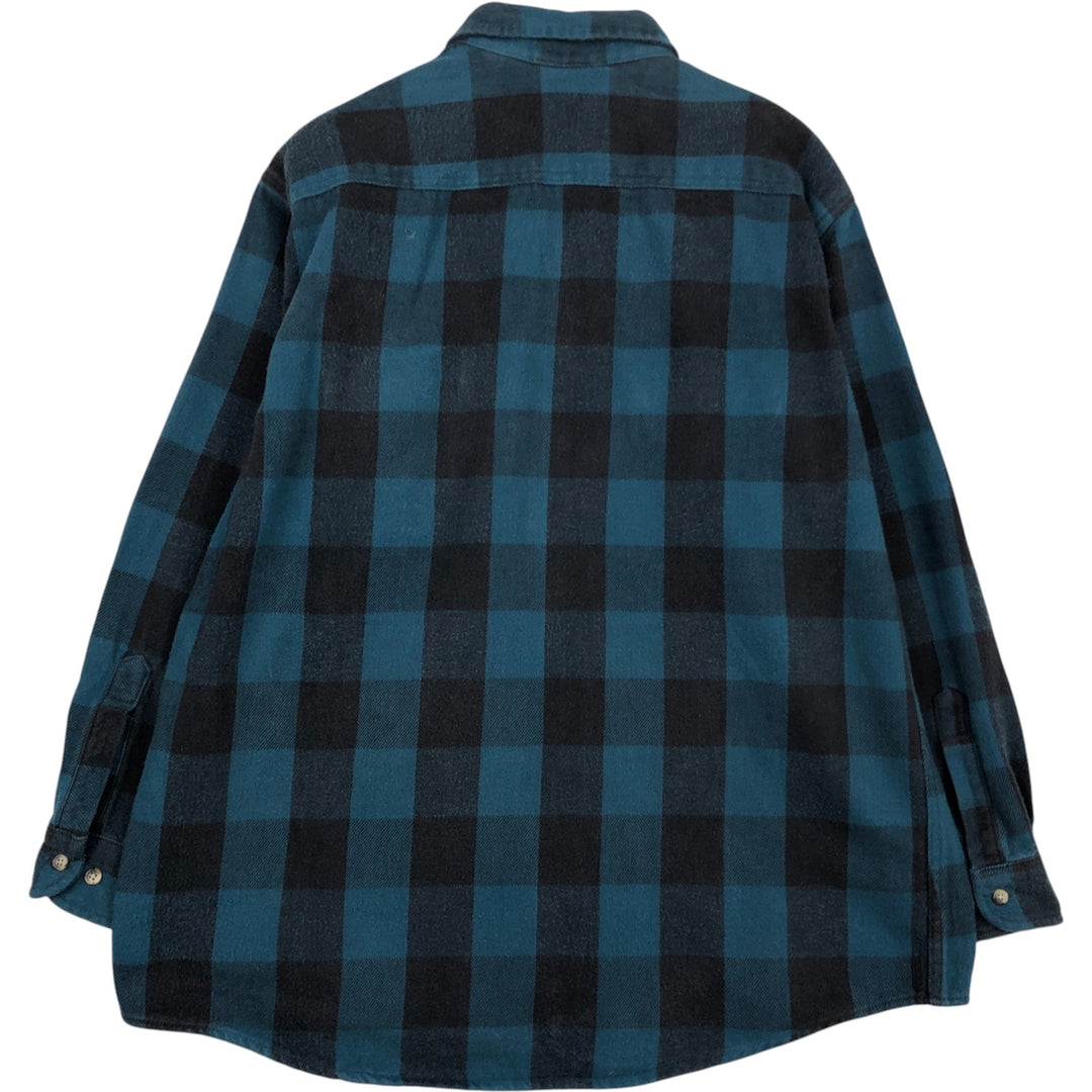 OZARK WILDERNESS OUTFITTERS Buffalo Check Long-Sleeve Heavy Flannel Check Shirt, Men's Size XL (approx.) unclear blue type Vintage Second Hand