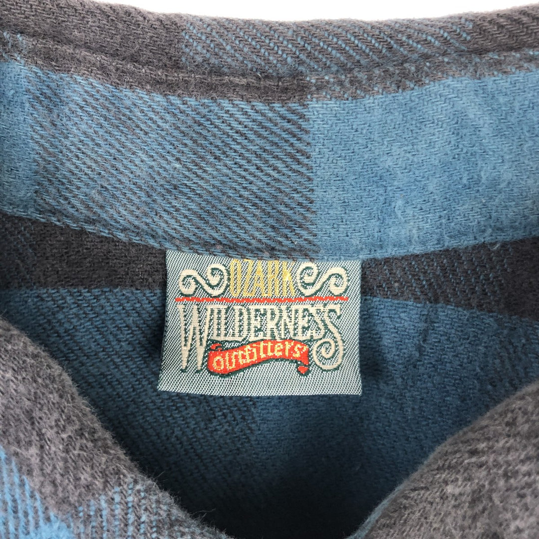 OZARK WILDERNESS OUTFITTERS Buffalo Check Long-Sleeve Heavy Flannel Check Shirt, Men's Size XL (approx.) unclear blue type Vintage Second Hand