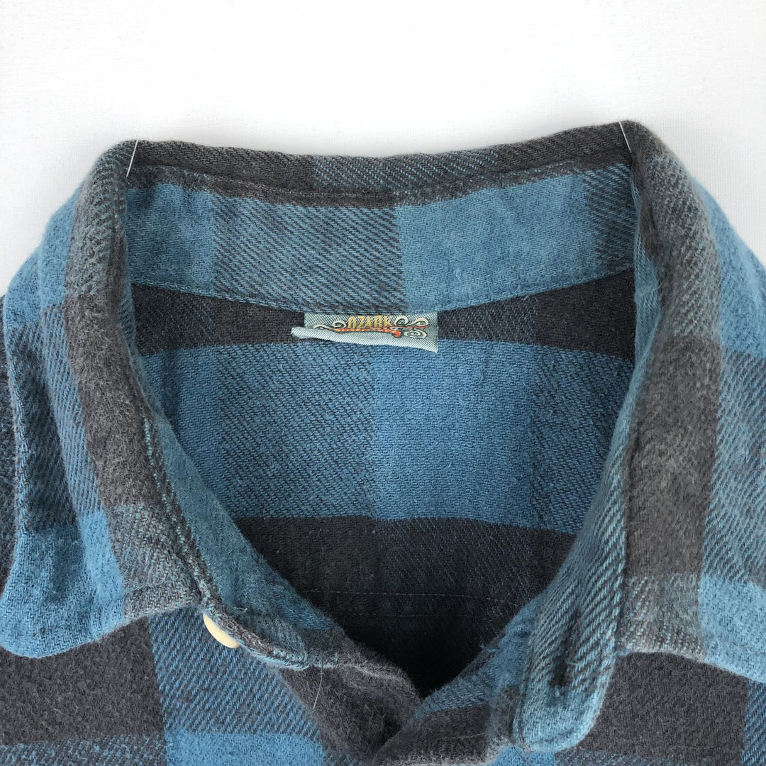 OZARK WILDERNESS OUTFITTERS Buffalo Check Long-Sleeve Heavy Flannel Check Shirt, Men's Size XL (approx.) unclear blue type Vintage Second Hand
