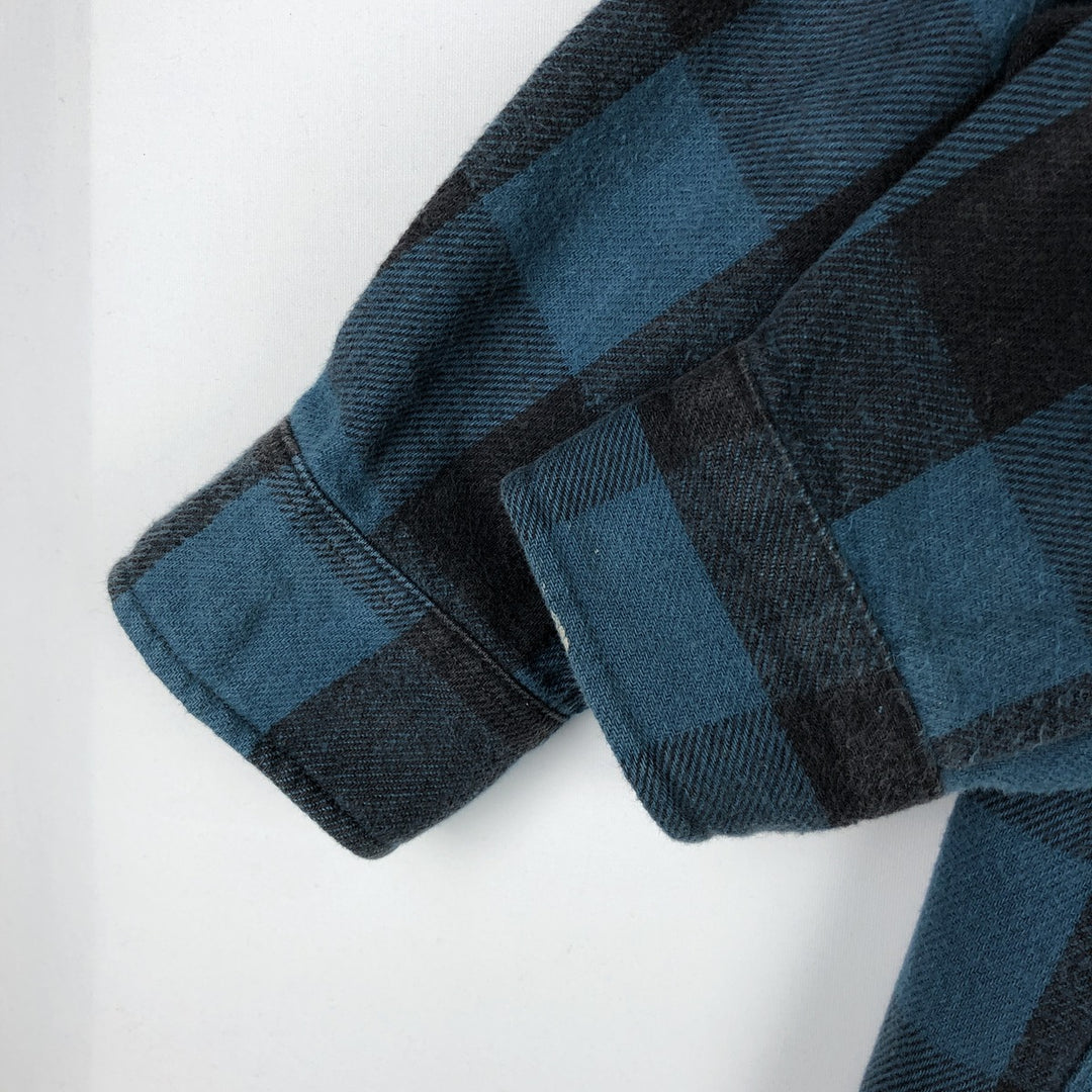 OZARK WILDERNESS OUTFITTERS Buffalo Check Long-Sleeve Heavy Flannel Check Shirt, Men's Size XL (approx.) unclear blue type Vintage Second Hand