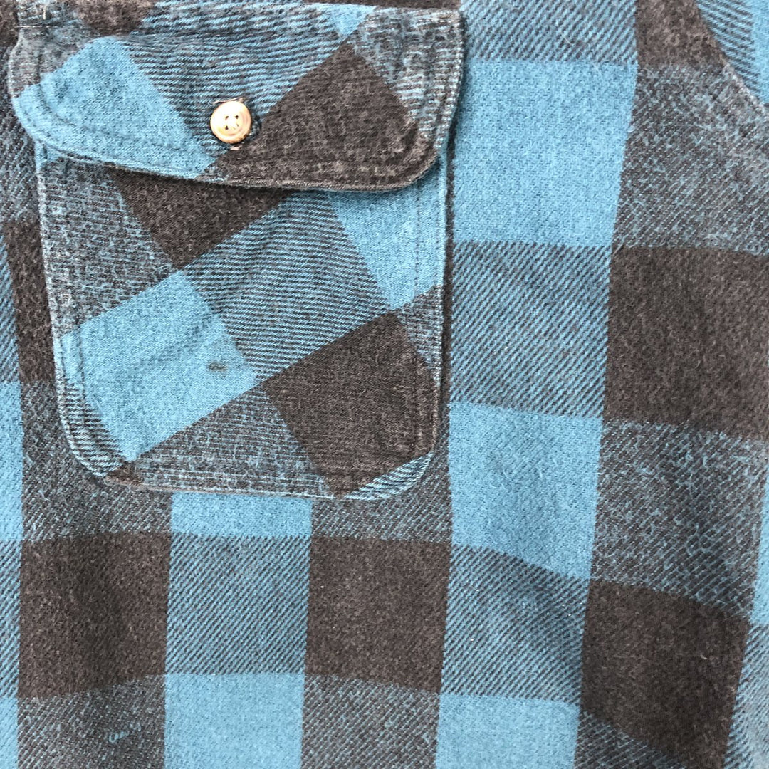 OZARK WILDERNESS OUTFITTERS Buffalo Check Long-Sleeve Heavy Flannel Check Shirt, Men's Size XL (approx.) unclear blue type Vintage Second Hand