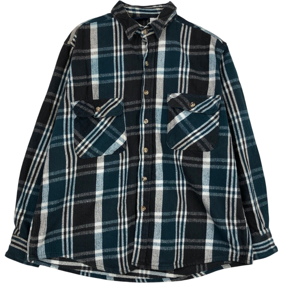 90'S Dakota DAKOTA Long Sleeve Heavy Flannel Check Shirt Men's Size L Vintage cotton black type Vintage Second Hand