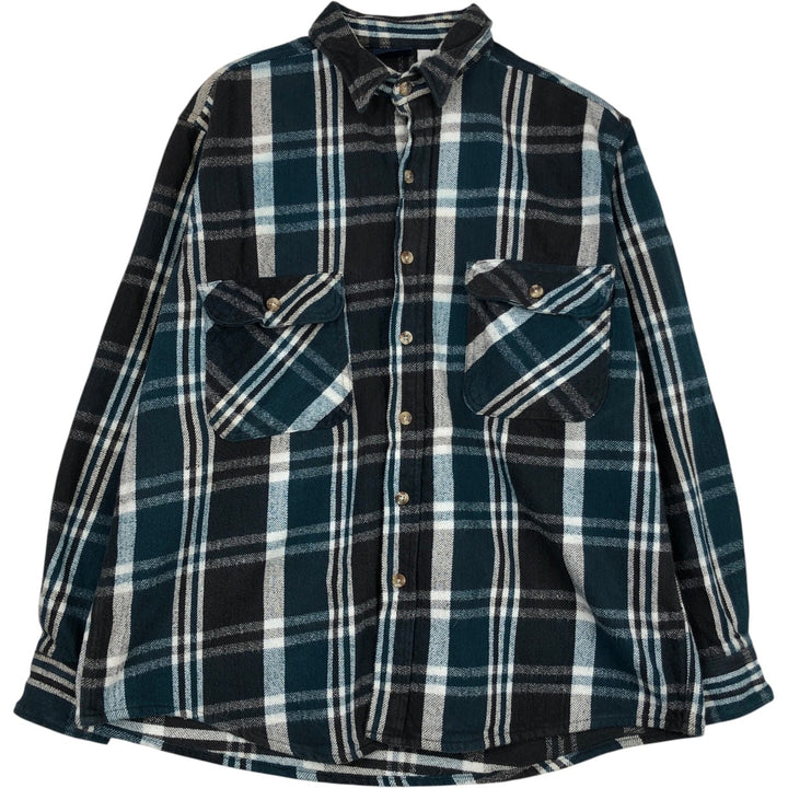 90'S Dakota DAKOTA Long Sleeve Heavy Flannel Check Shirt Men's Size L Vintage cotton black type Vintage Second Hand