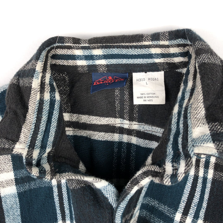 90'S Dakota DAKOTA Long Sleeve Heavy Flannel Check Shirt Men's Size L Vintage cotton black type Vintage Second Hand