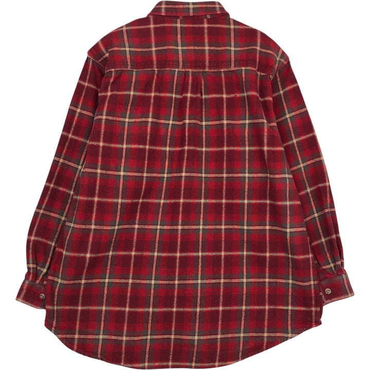 FIELDandSTREAM ORIGINAL OUTFITTER Long-Sleeve Heavy Flannel Check Shirt, Men's Size L (approx.) cotton red type Vintage Second Hand