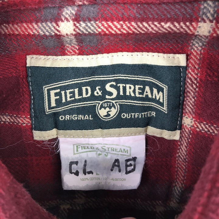 FIELDandSTREAM ORIGINAL OUTFITTER Long-Sleeve Heavy Flannel Check Shirt, Men's Size L (approx.) cotton red type Vintage Second Hand