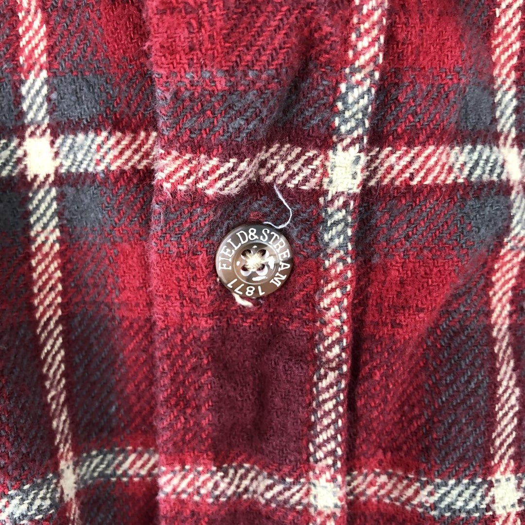 FIELDandSTREAM ORIGINAL OUTFITTER Long-Sleeve Heavy Flannel Check Shirt, Men's Size L (approx.) cotton red type Vintage Second Hand