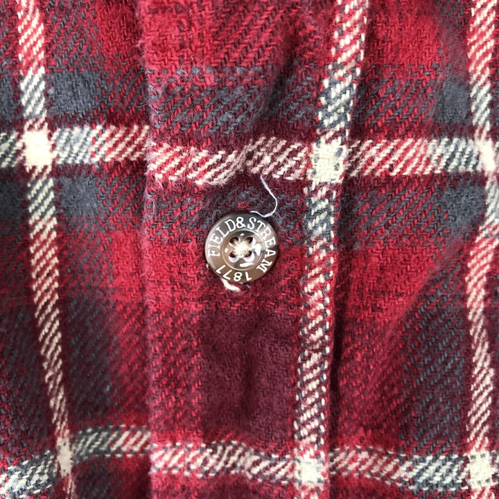 FIELDandSTREAM ORIGINAL OUTFITTER Long-Sleeve Heavy Flannel Check Shirt, Men's Size L (approx.) cotton red type Vintage Second Hand