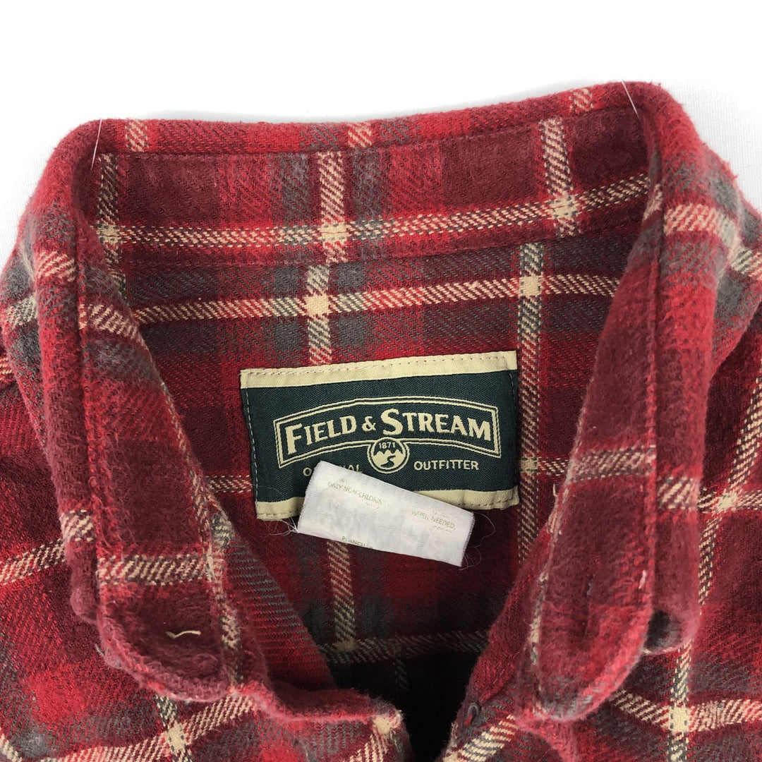 FIELDandSTREAM ORIGINAL OUTFITTER Long-Sleeve Heavy Flannel Check Shirt, Men's Size L (approx.) cotton red type Vintage Second Hand