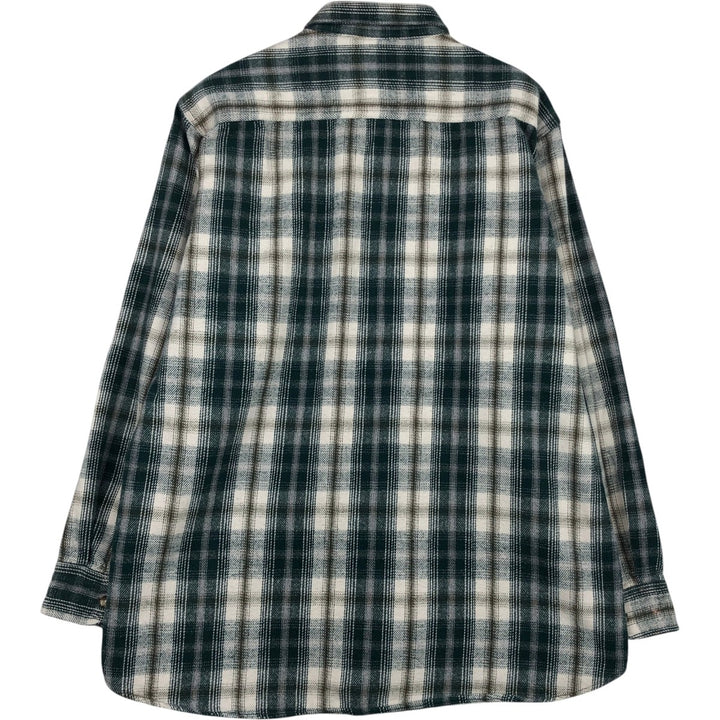 90'S FIELD and STREAM Long-Sleeve Heavy Flannel Check Shirt, Men's Size XL (Equivalent), Vintage cotton Green type dark green Vintage Second Hand