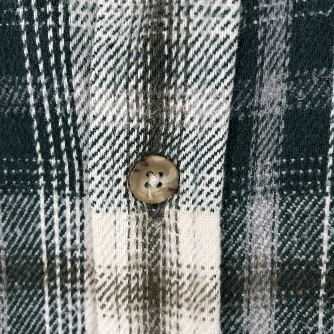 90'S FIELD and STREAM Long-Sleeve Heavy Flannel Check Shirt, Men's Size XL (Equivalent), Vintage cotton Green type dark green Vintage Second Hand