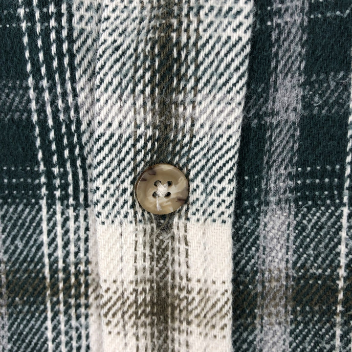 90'S FIELD and STREAM Long-Sleeve Heavy Flannel Check Shirt, Men's Size XL (Equivalent), Vintage cotton Green type dark green Vintage Second Hand