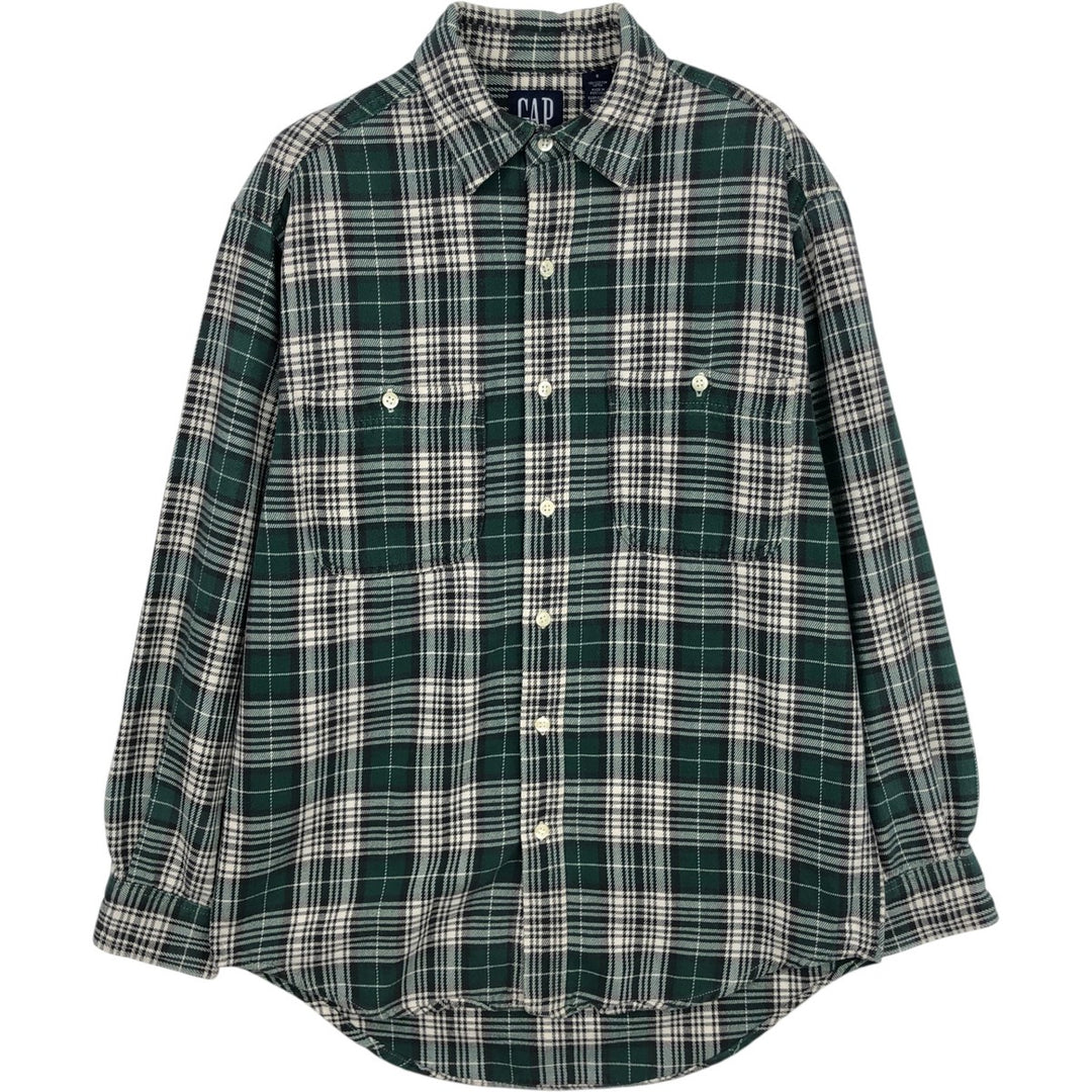 90'S GAP Old Gap Tartan Check Long Sleeve Flannel Check Shirt Men's Size S (approx.) Vintage cotton green type Vintage Second Hand