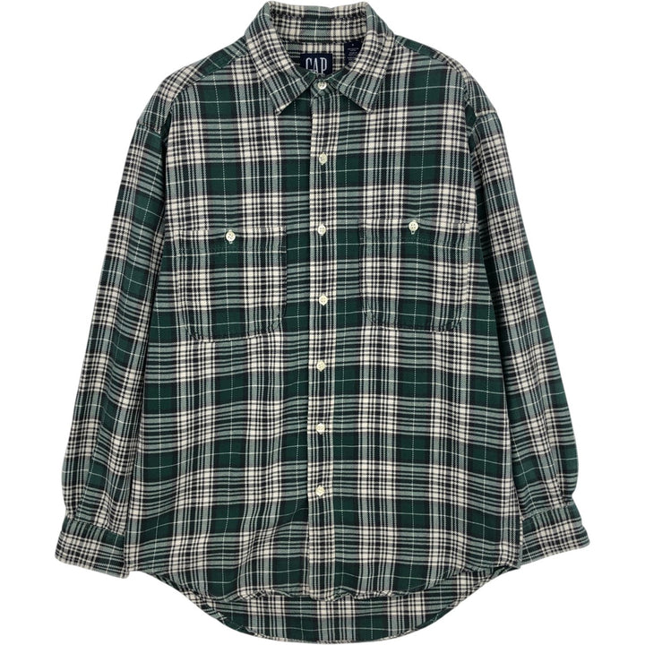 90'S GAP Old Gap Tartan Check Long Sleeve Flannel Check Shirt Men's Size S (approx.) Vintage cotton green type Vintage Second Hand