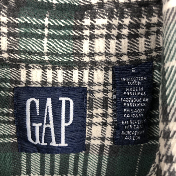 90'S GAP Old Gap Tartan Check Long Sleeve Flannel Check Shirt Men's Size S (approx.) Vintage cotton green type Vintage Second Hand