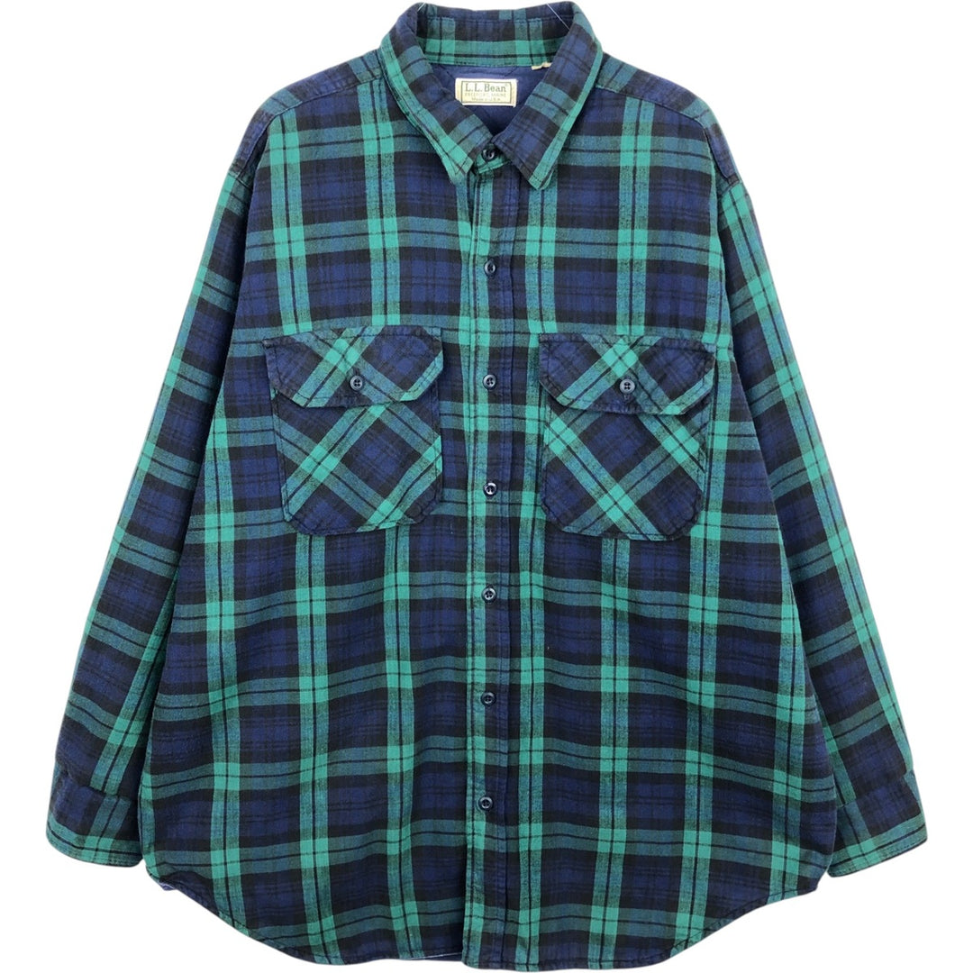 LLBean Blackwatch Check Padded Long-Sleeve Heavy Flannel Check Shirt, Men's Size L (approx.) unclear blue type Vintage Second Hand