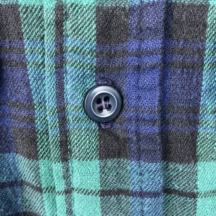 LLBean Blackwatch Check Padded Long-Sleeve Heavy Flannel Check Shirt, Men's Size L (approx.) unclear blue type Vintage Second Hand