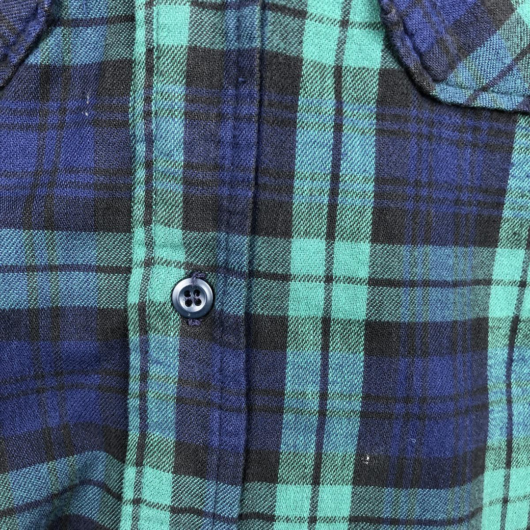 LLBean Blackwatch Check Padded Long-Sleeve Heavy Flannel Check Shirt, Men's Size L (approx.) unclear blue type Vintage Second Hand
