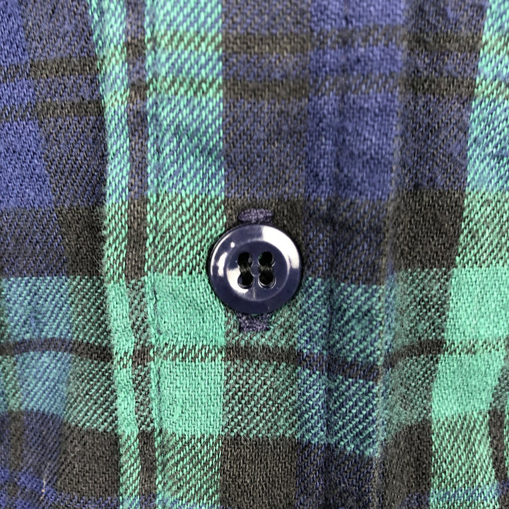 LLBean Blackwatch Check Padded Long-Sleeve Heavy Flannel Check Shirt, Men's Size L (approx.) unclear blue type Vintage Second Hand