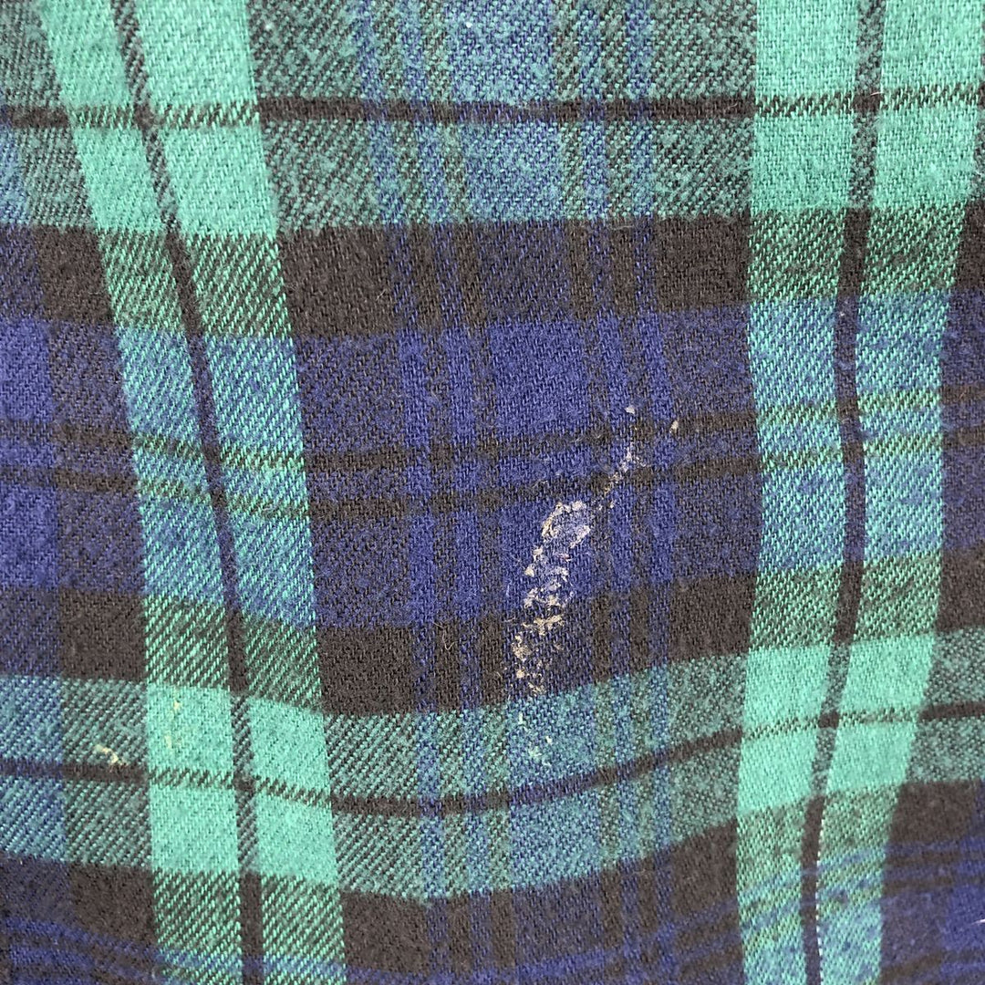 LLBean Blackwatch Check Padded Long-Sleeve Heavy Flannel Check Shirt, Men's Size L (approx.) unclear blue type Vintage Second Hand